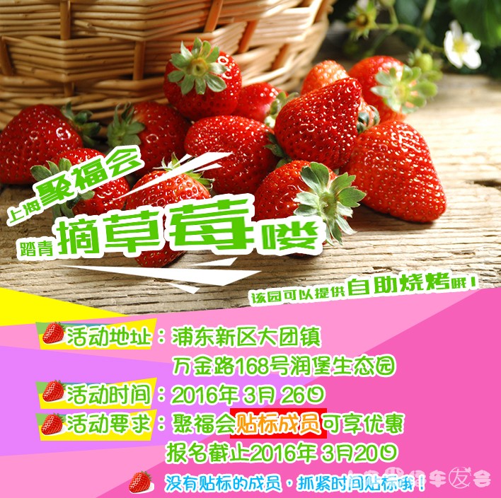 2016年上海聚福会第一季采摘草莓活动开始报名！[上海市]1079 作者:”BB-、斌 帖子ID:320 生态园,上海,主题,报名,优惠